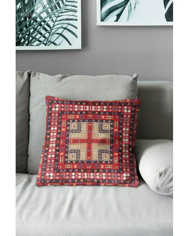 Double-Sided Printed Türkiye Kilim Pattern Set of 6 Coordinated Suede Cushion Cover - 2