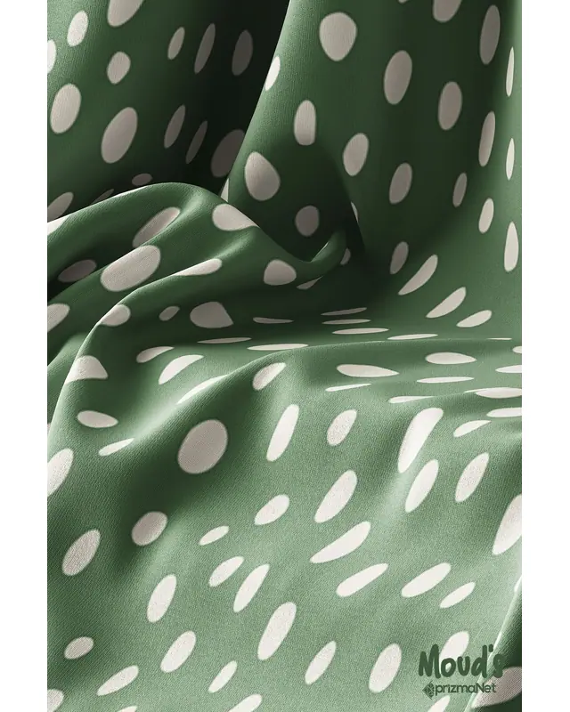 Green Noktalar Pattern Printed Suede Table Runner - 4