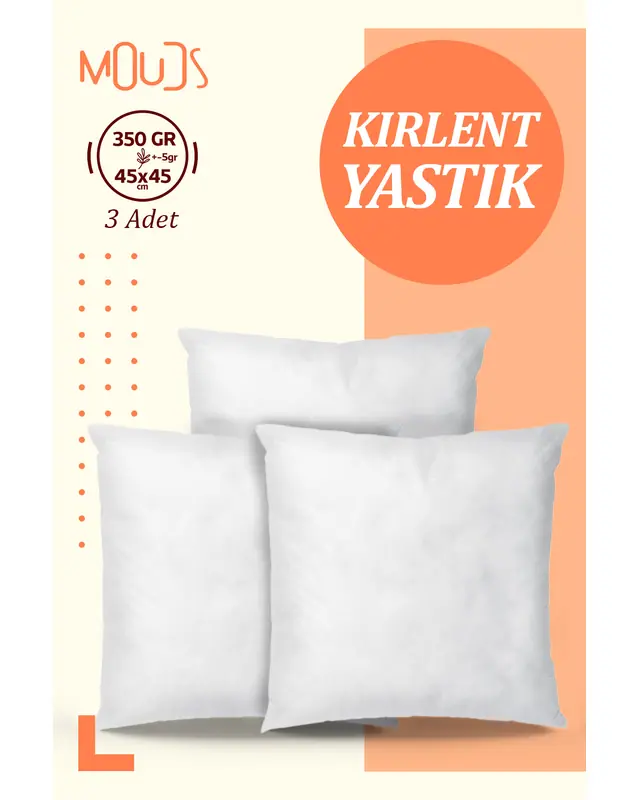 Kırlent Kılıfı Iç Yastığı 3'lü 45x45cm 350 Gr %100 Saf Silikon Dolgulu Kırlent Yastığı