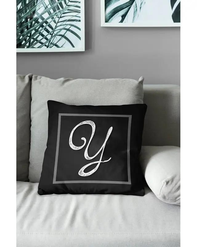 Y Letter Pattern Double-Sided Printed Suede Cushion Cover - 3