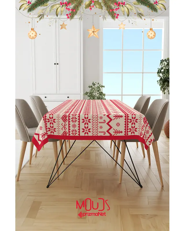 Christmas Sweater Round Easy-Care Suede-Feel Tablecloth - MSY-196 - 2
