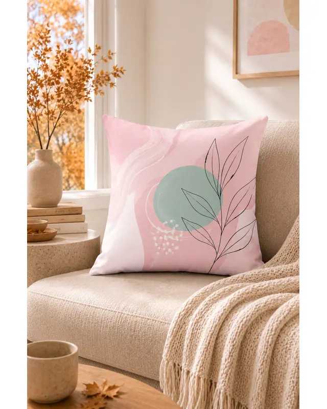 Mouds Set of 4 Be Happy Pattern Decorative Cushion Cover Set 43x43 cm - 5