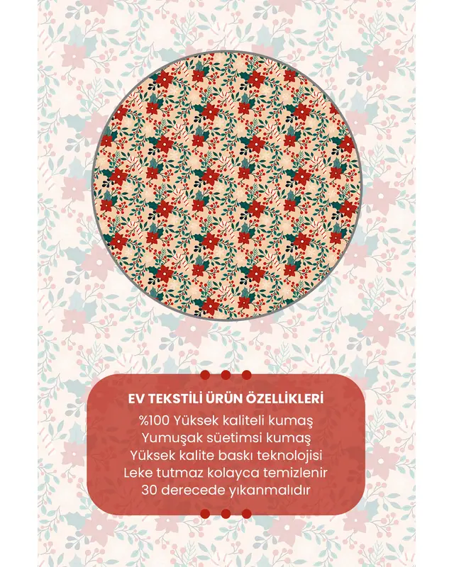 Çift Tarafı Baskılı 4'lü Kokina Çiçeği Yılbaşı Desenli Kırlent Kılıfı Yeni Yıl - PL1129-4LÜ - 5
