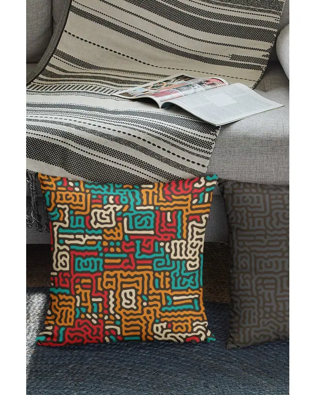 Colourful Maze Pattern Double-Sided Printed Suede Cushion Cover PL919 - 2