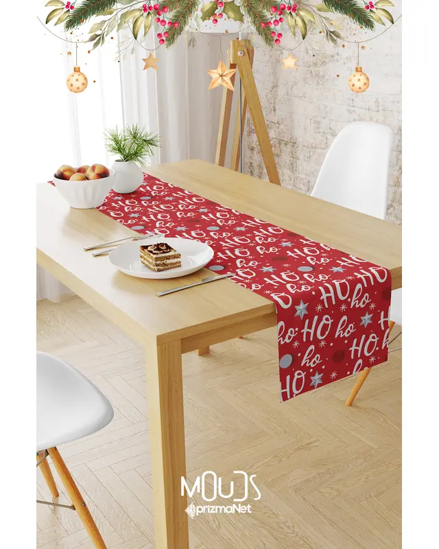 Ho Ho Ho Christmas Pattern Suede Table Runner - 2