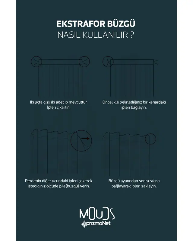 Renkli Çizgili Halı Desenli Süet Oturma Odası Salon Fon Perde Ekstrafor Büzgü 2 Kanat PRD-1006 - 5