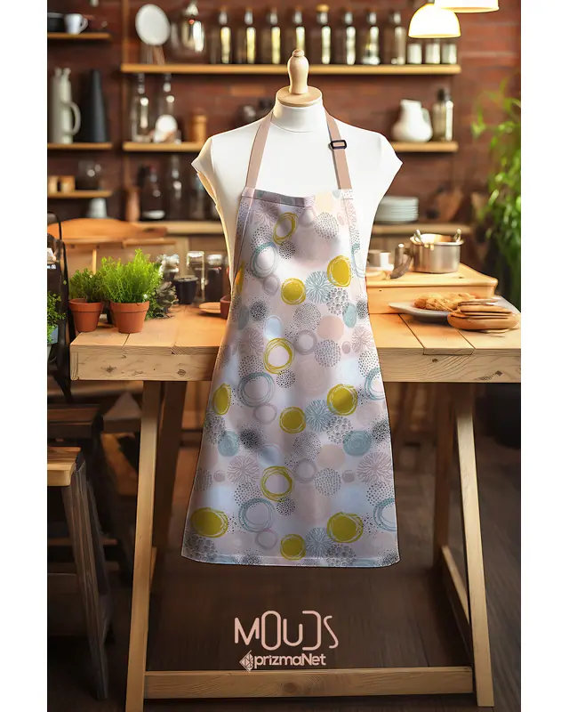Süet Dokulu Kumaş Xero Floral 1 Desenli Mutfak Önlüğü, Aşçı Önlüğü, Garson Önlüğü, Restoran Önlük