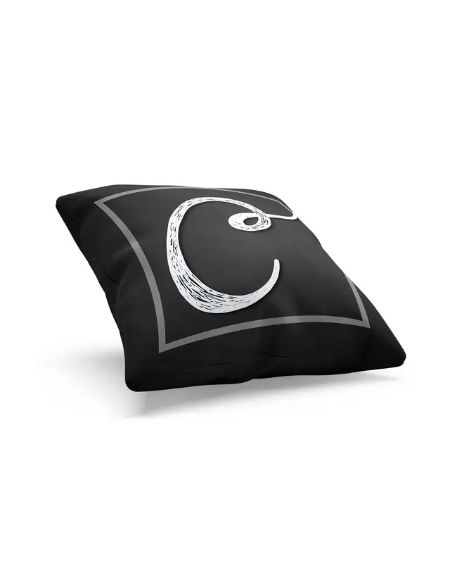 C Letter Pattern Double-Sided Printed Suede Cushion Cover - 2