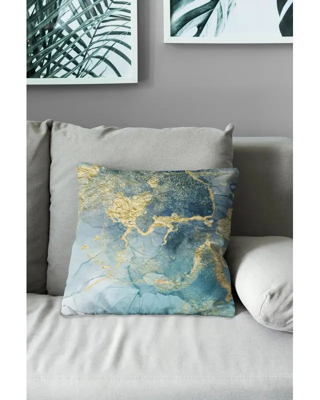 Gold Marble-1 Pattern Double-Sided Printed Suede Cushion Cover - 3