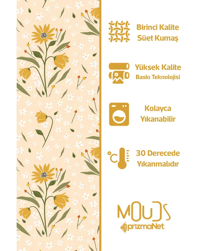 Suede Textured Fabric Camomile Daisy Patterned Kitchen Apron, Chef Apron, Waiter Apron, Restaurant Apron - MTF-15 - 2