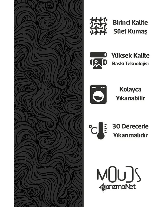 Grey Black Waved Patterned Suede Living Room Decorative Curtain Printed Pencil Pleat - Single Panel - PRD-1061-TK - 5
