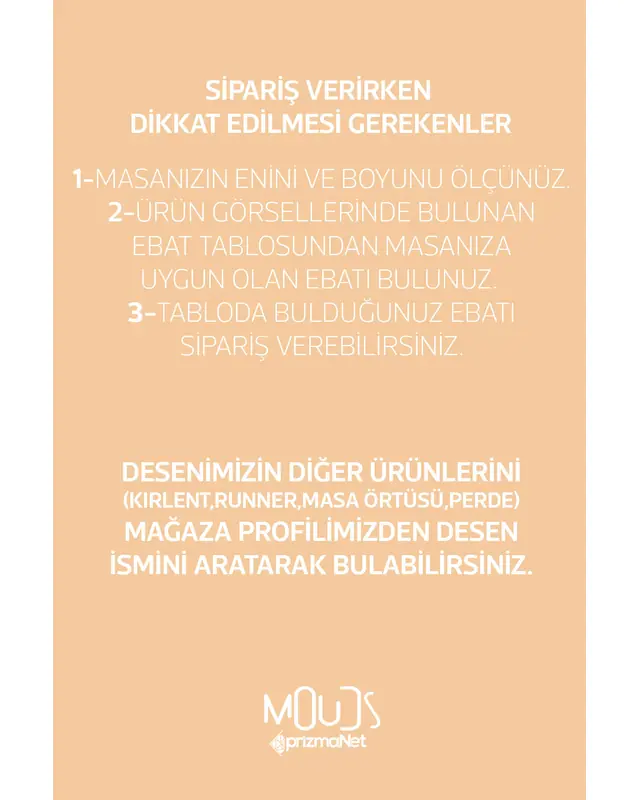 Mavi Krem Süsleme İslamik Desenli Süet Kumaş Dertsiz Yuvarlak Masa Örtüsü - 4