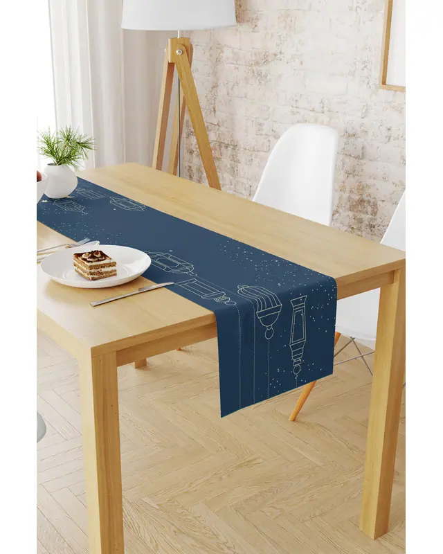 Ramadan Pattern 40X140 Table Runner, Easy-Care Suede Textured Runner, Stain-Resistant Runner