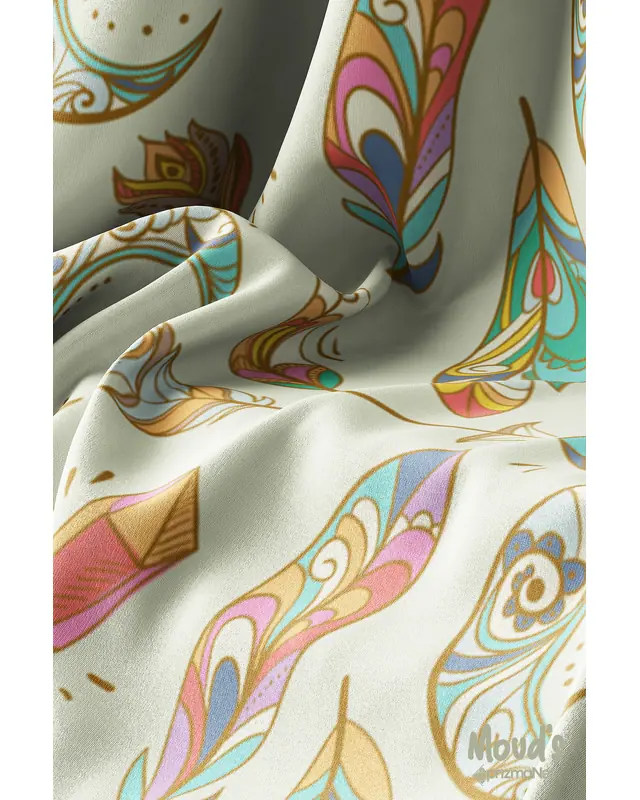 Light Green Bohemian Pattern Printed Suede Table Runner - 3