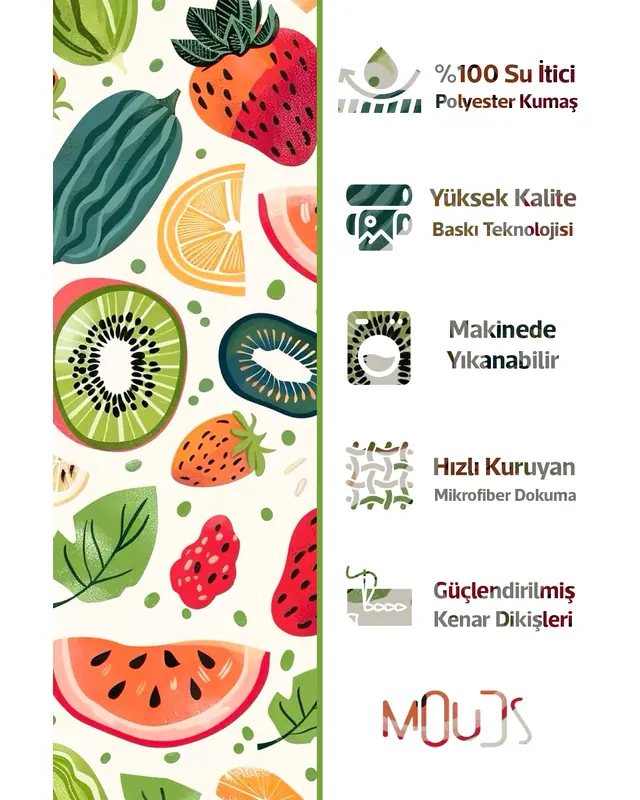 Renkli Meyveler Desenli Kırlent Kılıfı Su Geçirmez Silinebilir Dijital Baskılı Bahçe Dekorasyon - 2