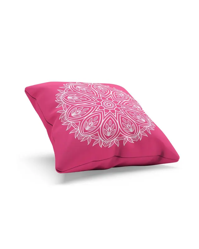 Pink Mandala Line Pattern Double-Sided Printed Suede Cushion Cover - 2