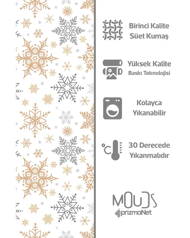 White Snowflakes Christmas Round Easy-Care Suede-Feel Tablecloth - MSY-207 - 3