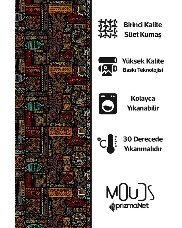 Hitit Figure 4 Desenli Süet Oturma Odası Salon Fon Perde Baskılı Ekstrafor Büzgü TEK KANAT PRD-1017 - 5