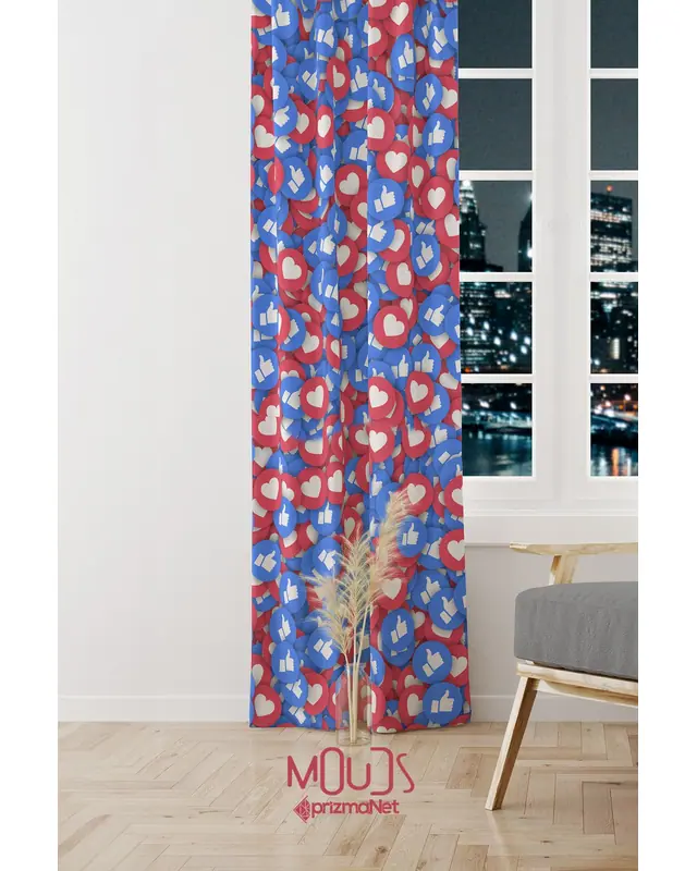 Fenomen Patterned Decorative Curtain Teen Room Living Room Digital Printed Suede Pencil Pleat - Single Panel - PRD-2017-TK - 2