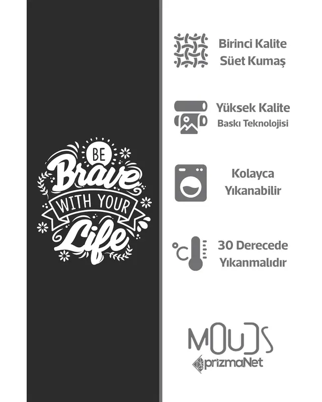 Süet Dokulu Kumaş Brave Life Desenli Mutfak Önlüğü, Aşçı Önlüğü, Garson Önlüğü, Restoran Önlük - 3