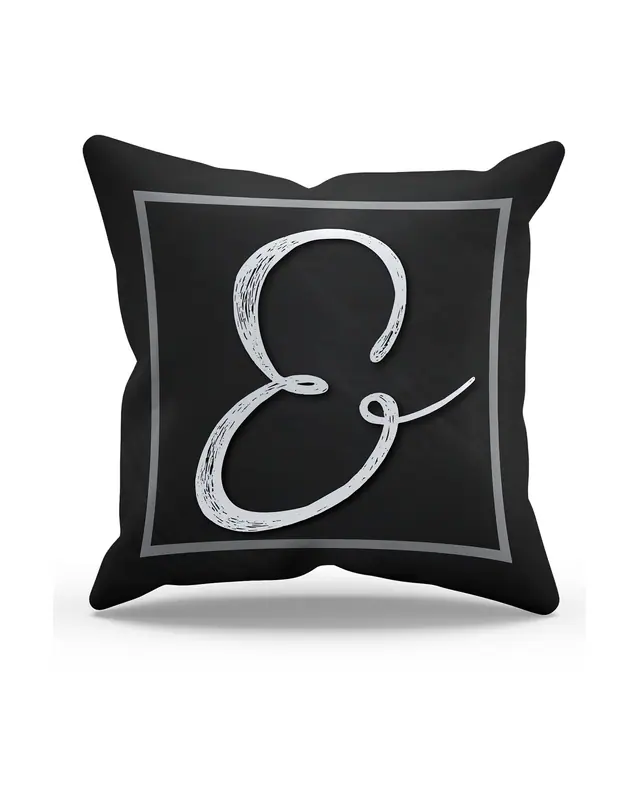 E Letter Pattern Double-Sided Printed Suede Cushion Cover
