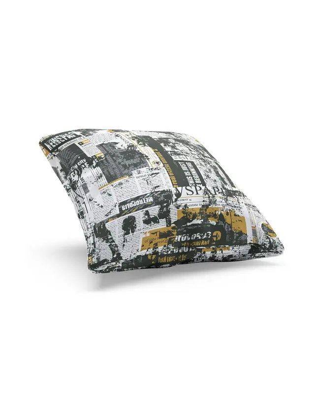 Newspaper Pattern Double-Sided Printed Suede Cushion Cover - 2