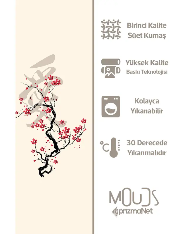 Suede Textured Fabric Blossom Japan 4 Patterned Kitchen Apron, Chef Apron, Waiter Apron, Restaurant Apron - MTF-49 - 2