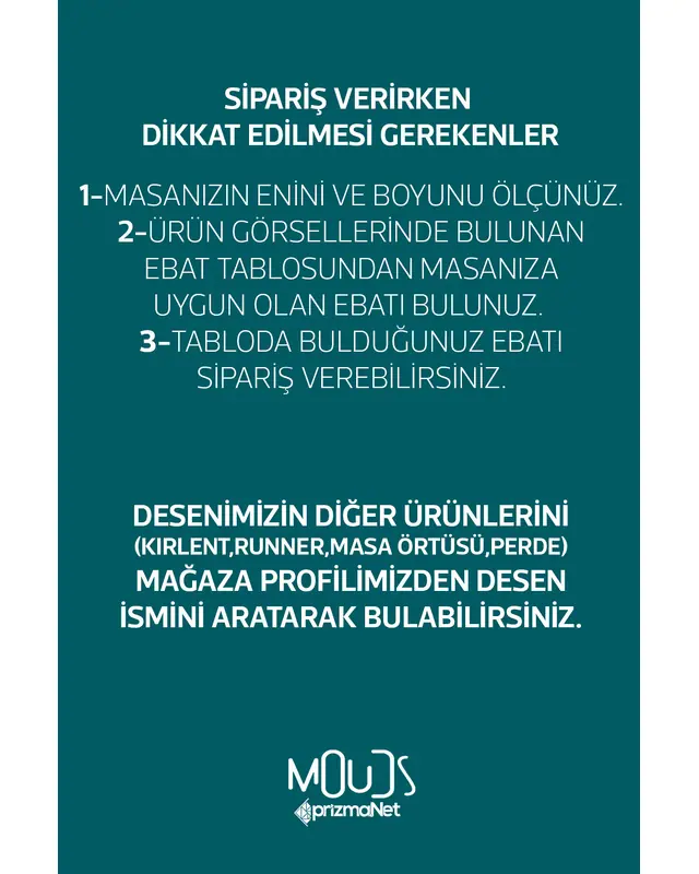 Turkuaz Ornament İslamik Desenli Süet Kumaş Dertsiz Yuvarlak Masa Örtüsü - 5