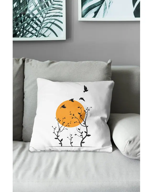 2'li Japanese Sun Pattern Double-Sided Printed Suede Cushion Cover Set - 7