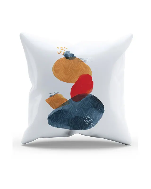 Double-Sided Printed Japon Taşı Pattern Set of 3 Coordinated Suede Cushion Cover - 6