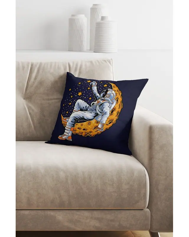 Double-Sided Printed Astronaut Series Pattern Set of 2 Suede Cushion Cover - 3