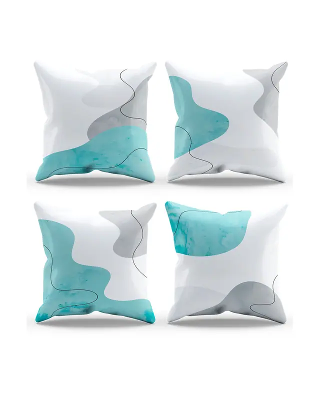 Double-Sided Printed Undulation Pattern Set of 4 Coordinated Suede Cushion Cover