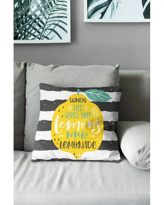 Lemon-1 Pattern Double-Sided Printed Suede Cushion Cover - 3