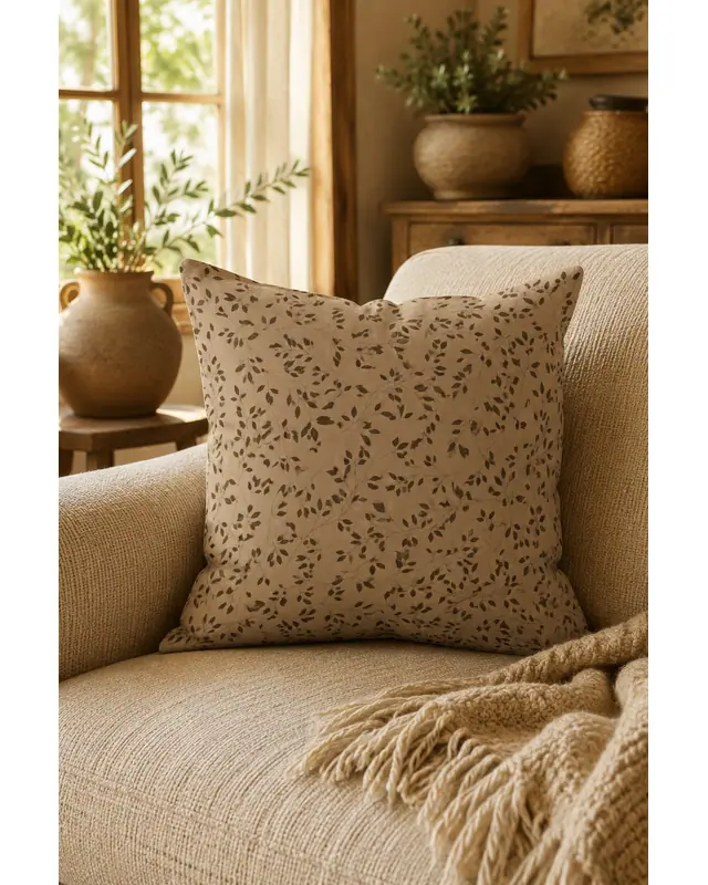 Double-Sided Printed Brown Sweet Home Series Pattern Set of 4 Coordinated Suede Cushion Cover - PLG203 - 5