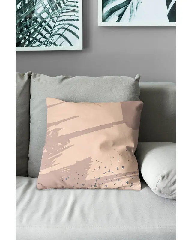 Double-Sided Printed Brown Brush Pattern Set of 4 Coordinated Suede Cushion Cover - 5