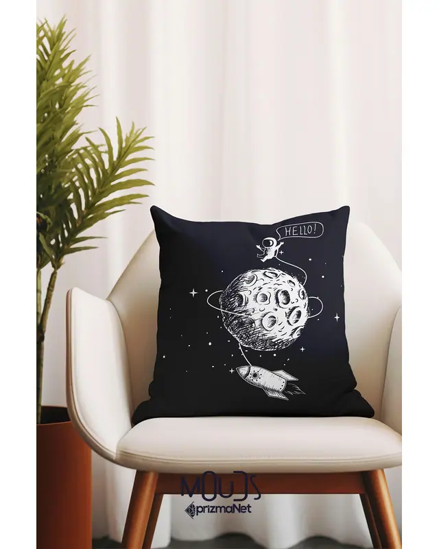 Astronaut Fine Pattern Double-Sided Printed Single Cushion Cover - 2