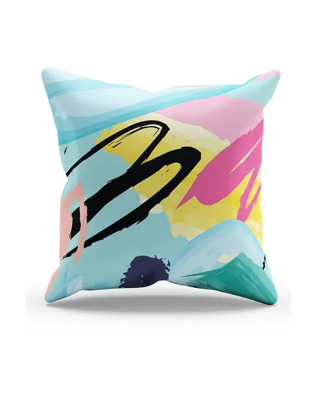 Brush Art-1 Pattern Double-Sided Printed Suede Cushion Cover
