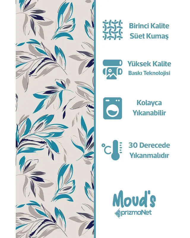 Blue Flower Round Easy-Care Suede-Feel Tablecloth - MSY-82 - 3