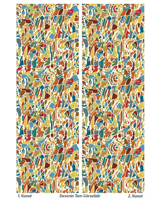 Colorful Brush Impact Patterned Suede Living Room Decorative Curtain Pencil Pleat - Set of 2 Panels - PRD-1095 - 2