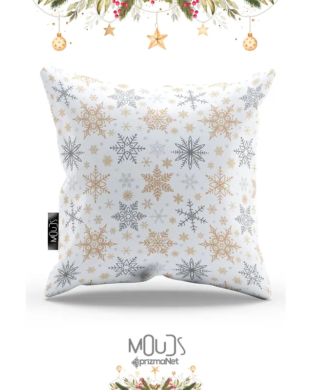 Double-Sided Printed White Snowflakes Christmas Pattern Cushion Cover Suede New Year - PL1128 - 3