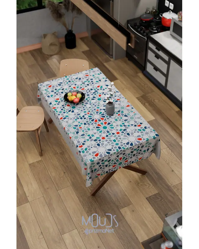 Ramadan Colourful Islamic Rectangular Easy-Care Suede-Feel Tablecloth - MS-250 - 6