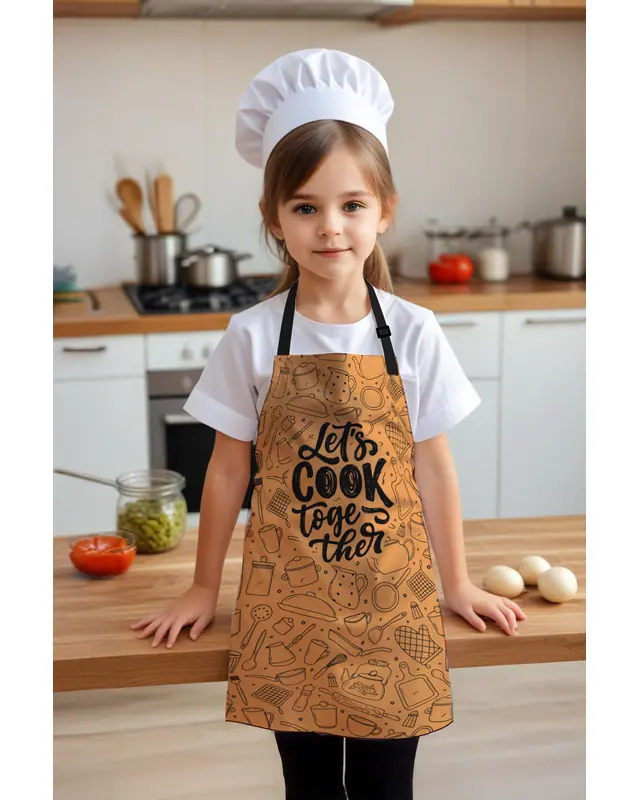 Çocuk Mutfak Önlüğü, Aktivite Önlüğü, Desenli Mutfak Önlüğü, 55 cm Boy 40 cm Genişlik Çocuk Önlüğü - 3
