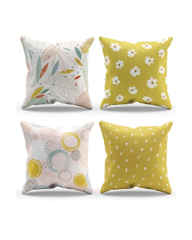 Double-Sided Printed Xero Floral Pattern Set of 4 Coordinated Suede Cushion Cover - 3