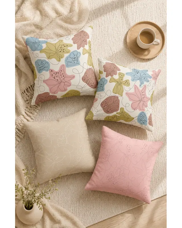 Double-Sided Printed Hope Fell Pattern Set of 4 Coordinated Suede Cushion Cover - 2