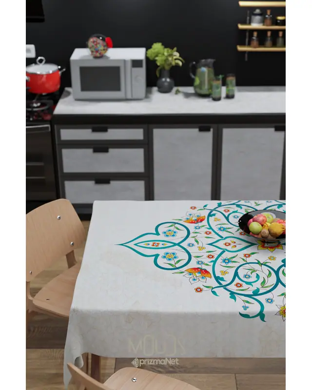 Ramadan Blessed Floral Rectangular Easy-Care Suede-Feel Tablecloth - MS-247 - 4