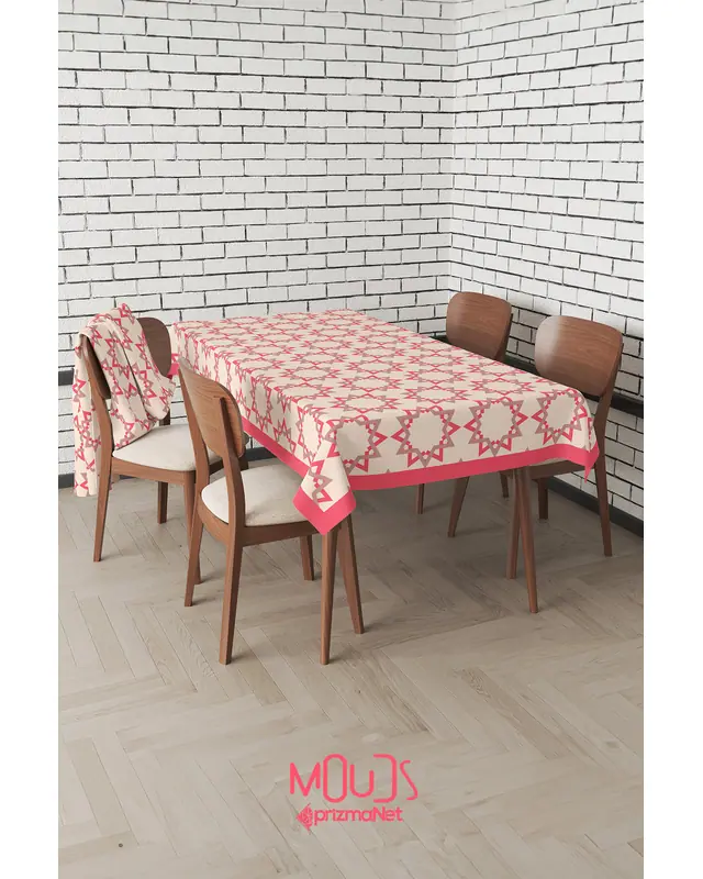 Pink Rose Islamic Rectangular Easy-Care Suede-Feel Tablecloth - MS-242 - 5