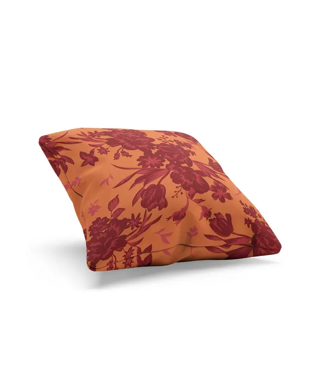 Burgundy-4 Pattern Double-Sided Printed Suede Cushion Cover - 2