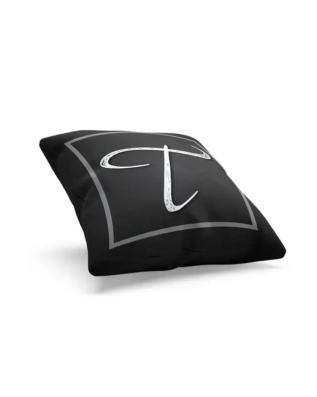T Letter Pattern Double-Sided Printed Suede Cushion Cover - 2