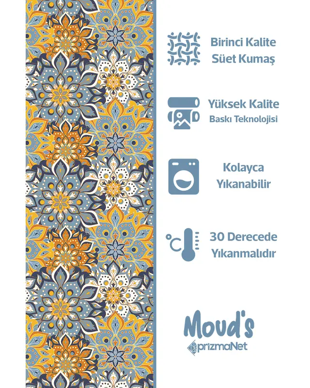 India Pattern 6 Pattern Printed Suede Table Runner - 3