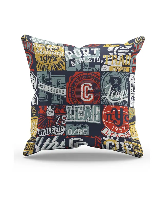 Amblem Pattern Double-Sided Printed Suede Cushion Cover
